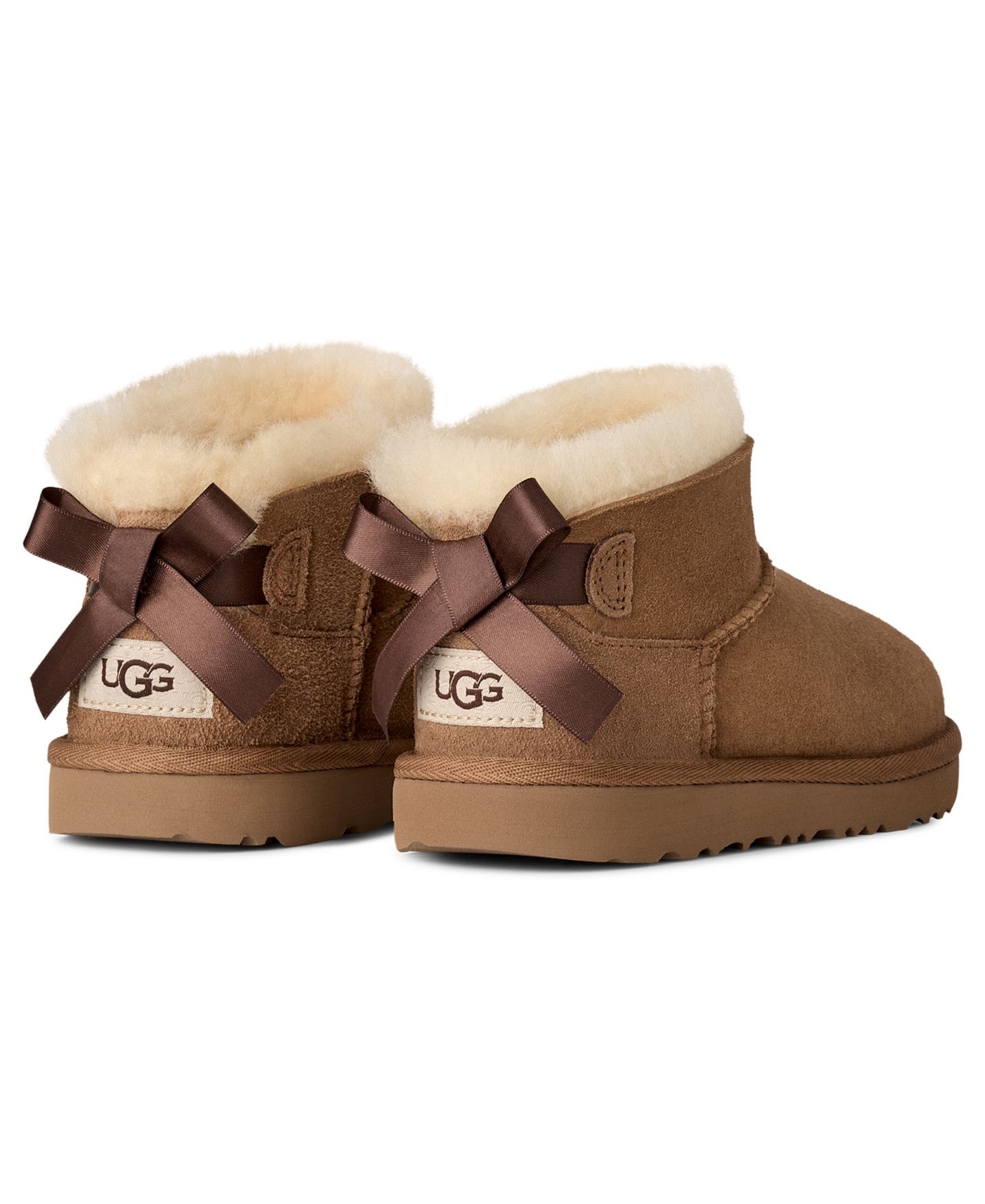 Детские ботинки UGG® Ultra Mini Bailey Bow Round Toe Booties, цвет: Каштановый — фото 6
