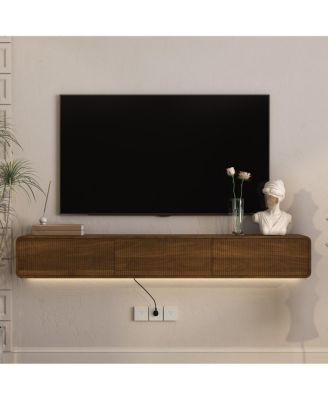 69" Modern Floating TV Stand with 16-Color LED Lights for TVs up to 653