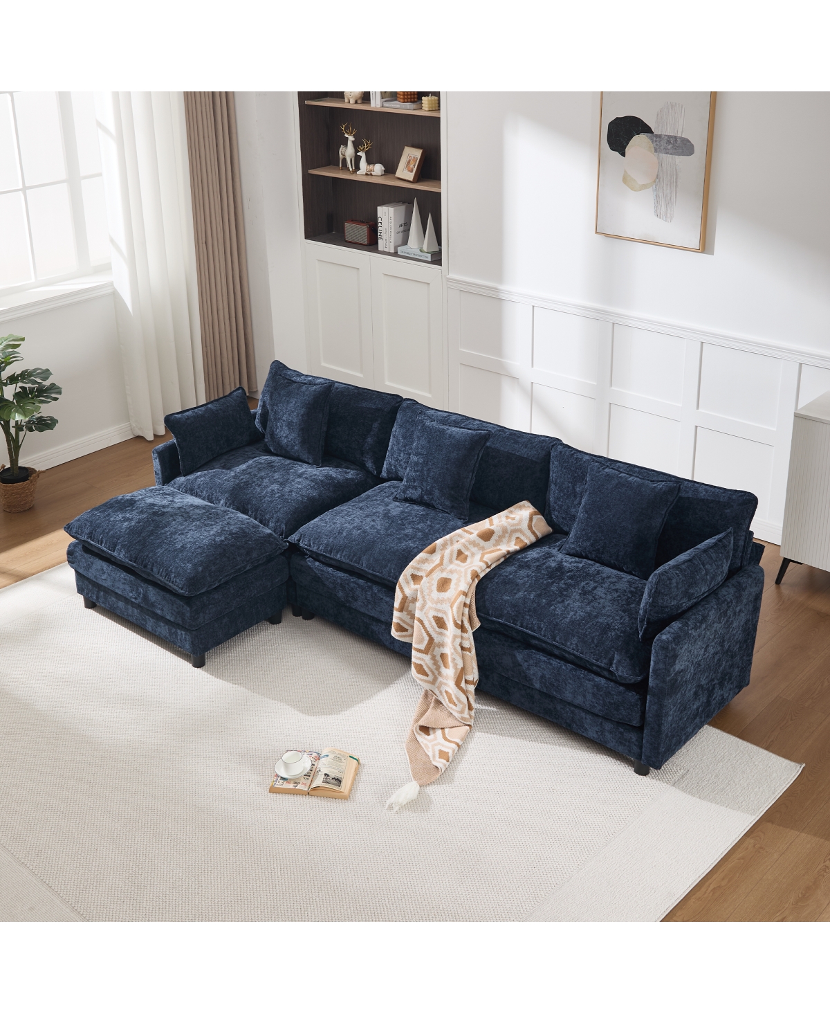 Streamdale Furniture 108" L-Shaped Modular Cloud Sectional Sofa with Ottoman