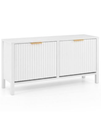 Wooden Shoe Storage Bench with 2 Flip Drawers for Entryway Organization