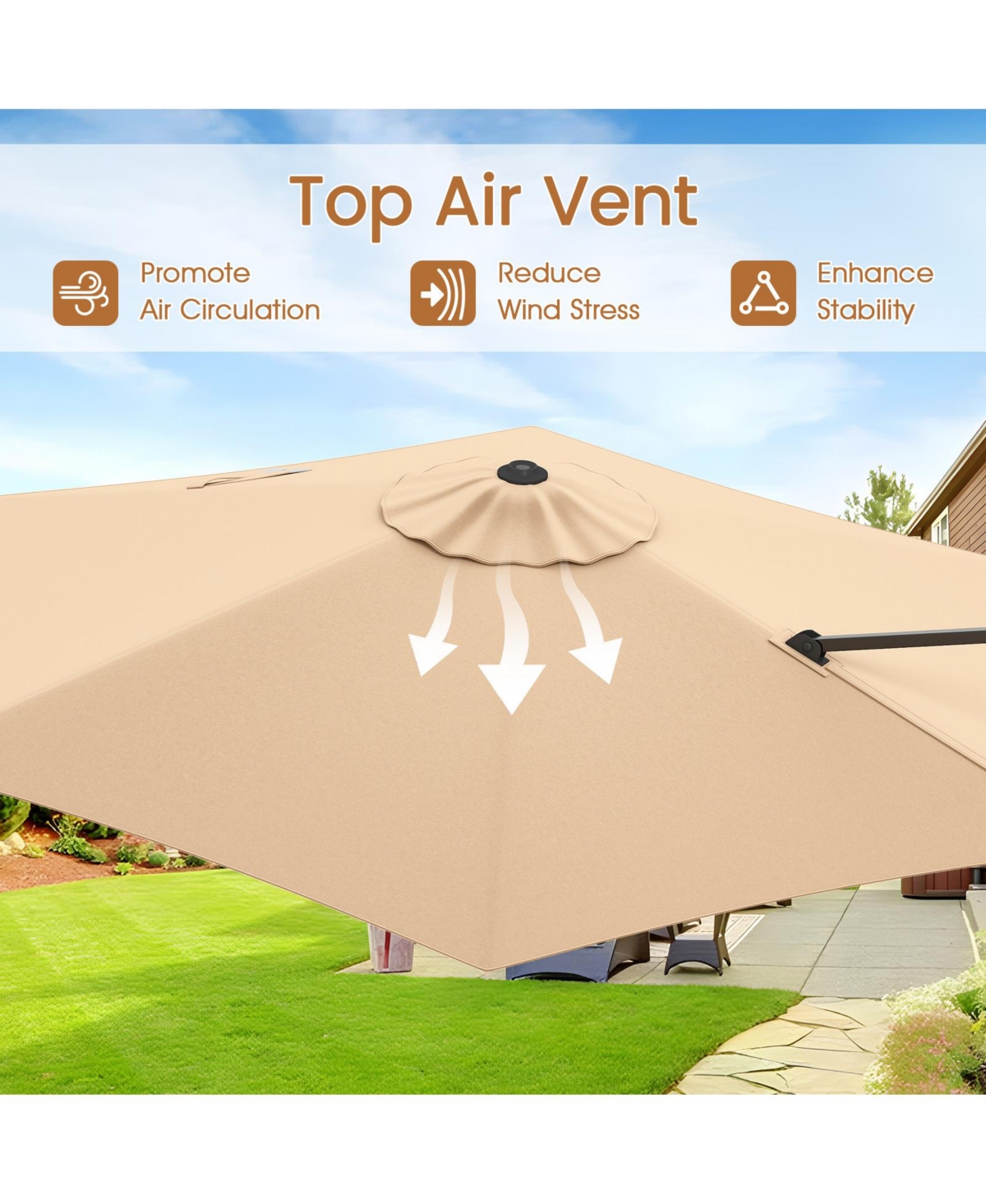 Sugift 9 feet Cantilever Patio Umbrella with Vented Top and Sun-Protective Canopy