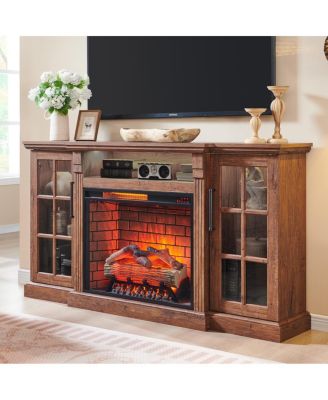 65" Fireplace TV Stand for TVs up to 75" with 28" Electric Fireplace and LED