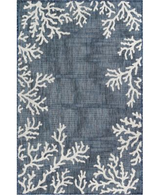 Lush Decor Carmel Coral Border 6'6" x 9'4" Outdoor Area Rug