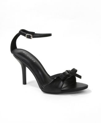Women's Peach Ankle Strap Stiletto Sandals with Bow Detail