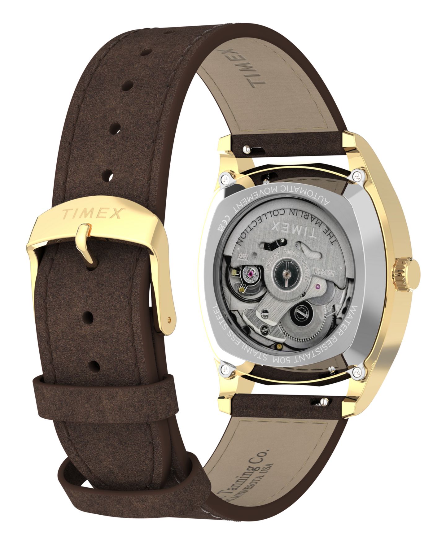 Мужские часы Timex Automatic Brown Leather Watch 36mm — фото 3