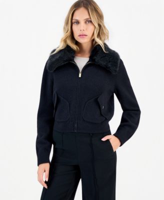 Petite Full-Zip Plush Sweater