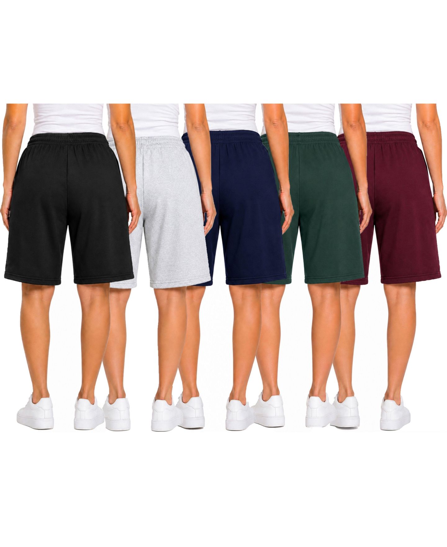 Женские шорты Blue Ice Loose Fit Cotton Blend Lounge Shorts- 5-Pack, цвет: Bk-Hg-Nv-Ol-Bg — фото 4