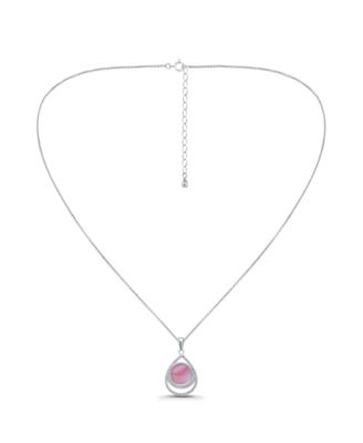 Pink Shell Inlay Fine Silver-Plated Teardrop Pendant Necklace