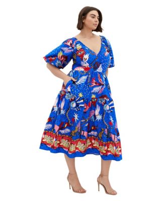 Plus Size Capria Calista Print Midi Dress