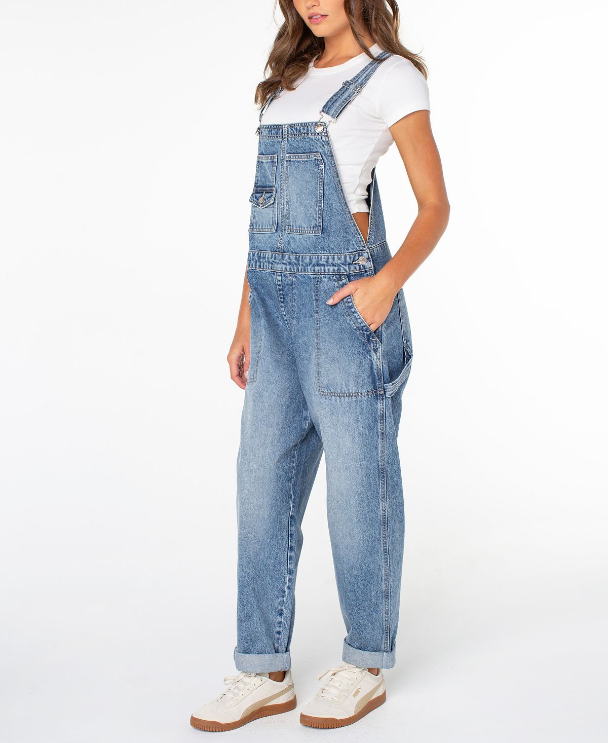 Celebrity Pink Juniors' Wide-Leg Denim Boyfriend Overalls view 2 — MAYCSS fashion products