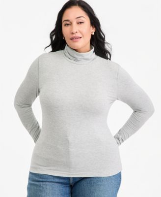 Plus Size Long-Sleeve Mockneck Jersey Top