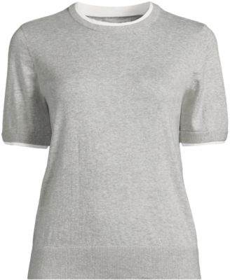 Women's Double Trim Cotton Crew Neck Tee Sweater