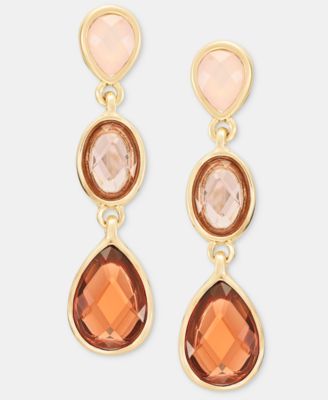 Faceted Stone Linear Drop Earrings