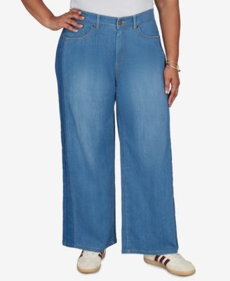 Plus Size Two-Tone Wide-Leg Denim Jeans