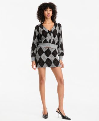 Women's Argyle Knit Mini Skirt