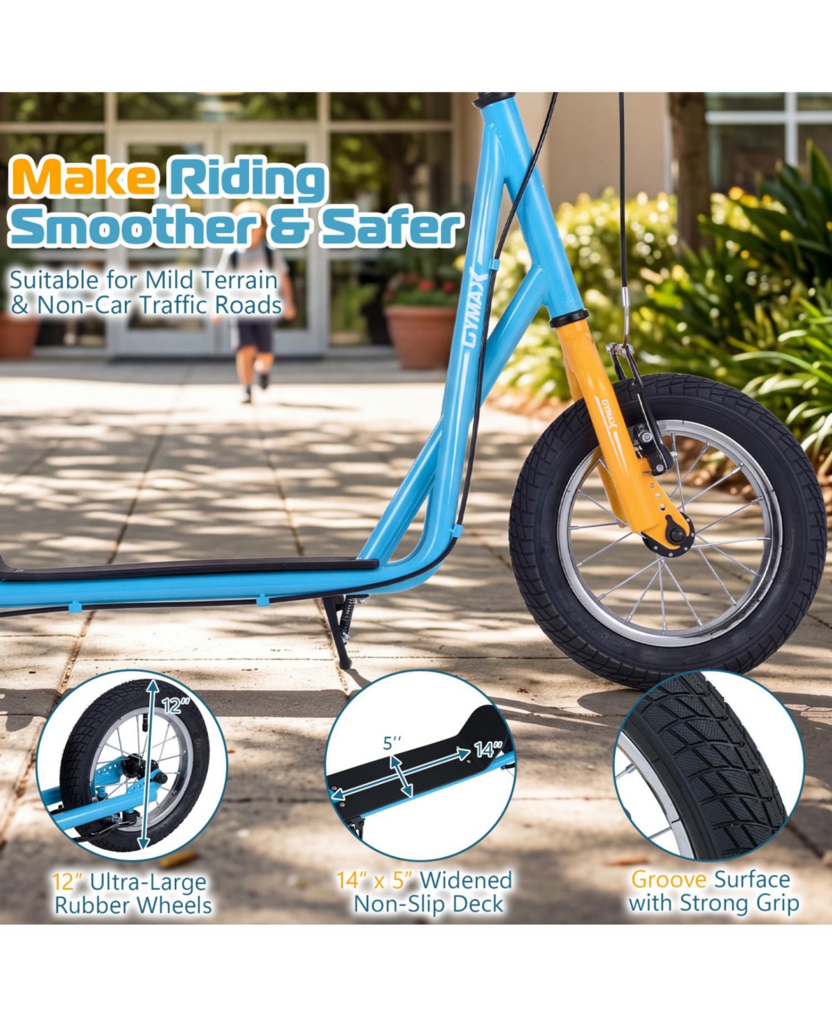 Slickblue Kids Kick Scooter with Air Tires and Adjustable Height