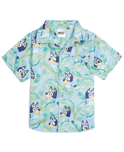 Рубашка Bluey Short Sleeve Button-Down Shirt для мальчиков, цвет: Синий