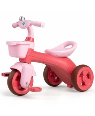 Kids Tricycle with Front Basket, Bell and Limited Steering