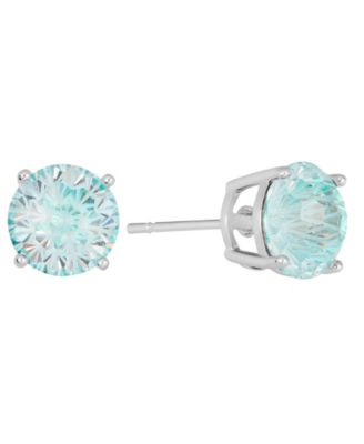 Sterling Silver Starlight Cubic Zirconia Solitaire Stud Earrings