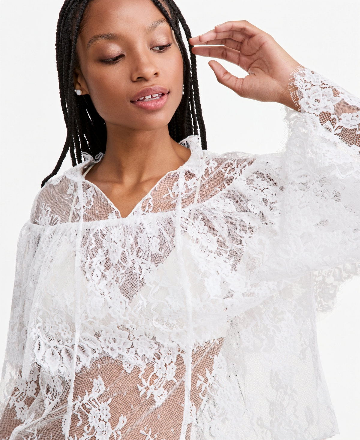 And Now This Women's Lace Bell-Sleeve Cape Blouse, Macy's Exclusive