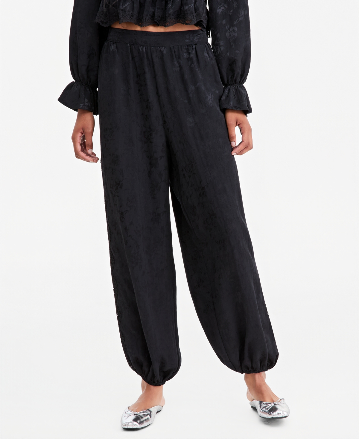 And Now This Women's Pull-On High-Rise Satin Jacquard Balloon Pants, Macy's Exclusive