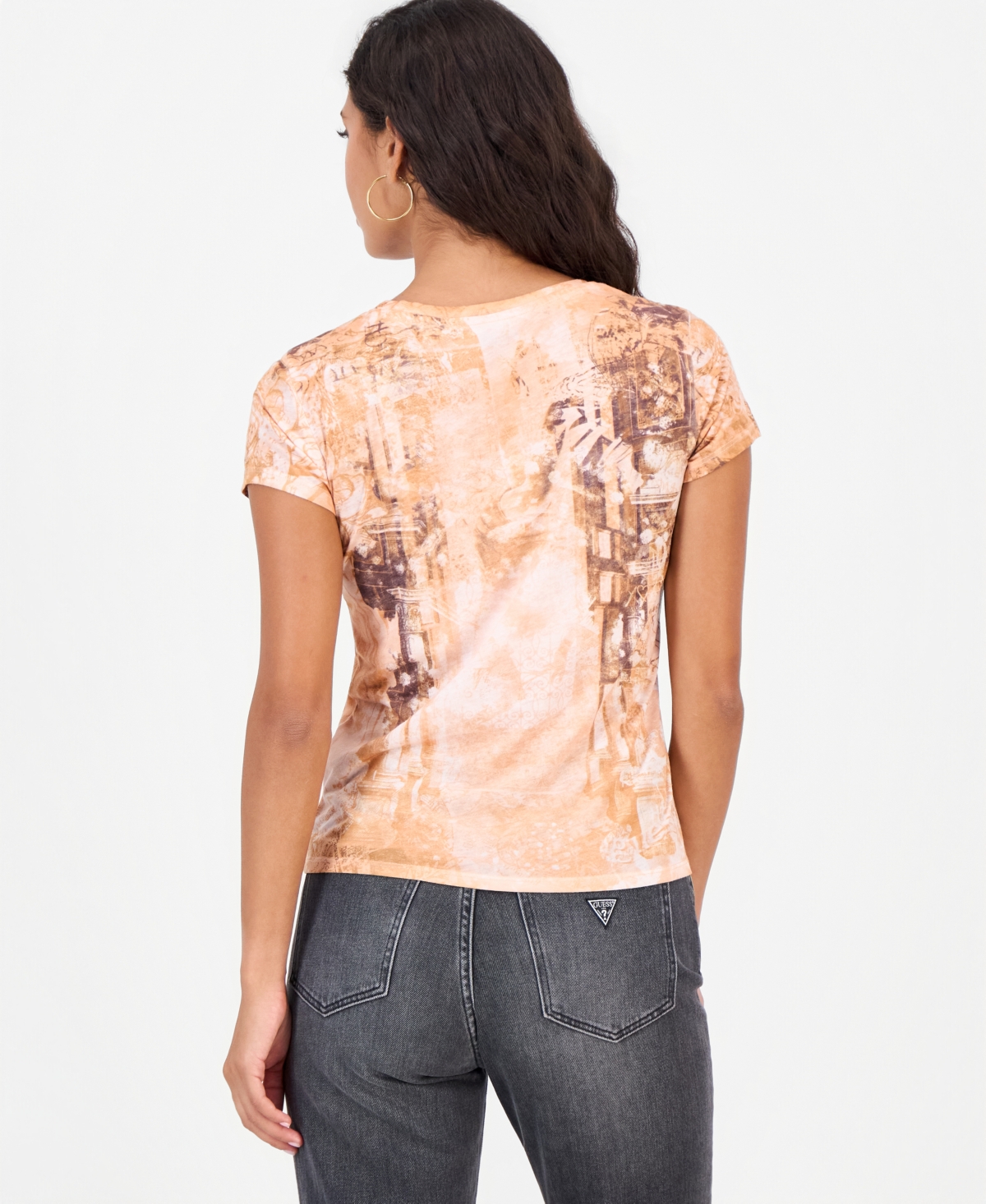 Guess Women's Rose Pillars R4 Retro Graphic T-Shirt