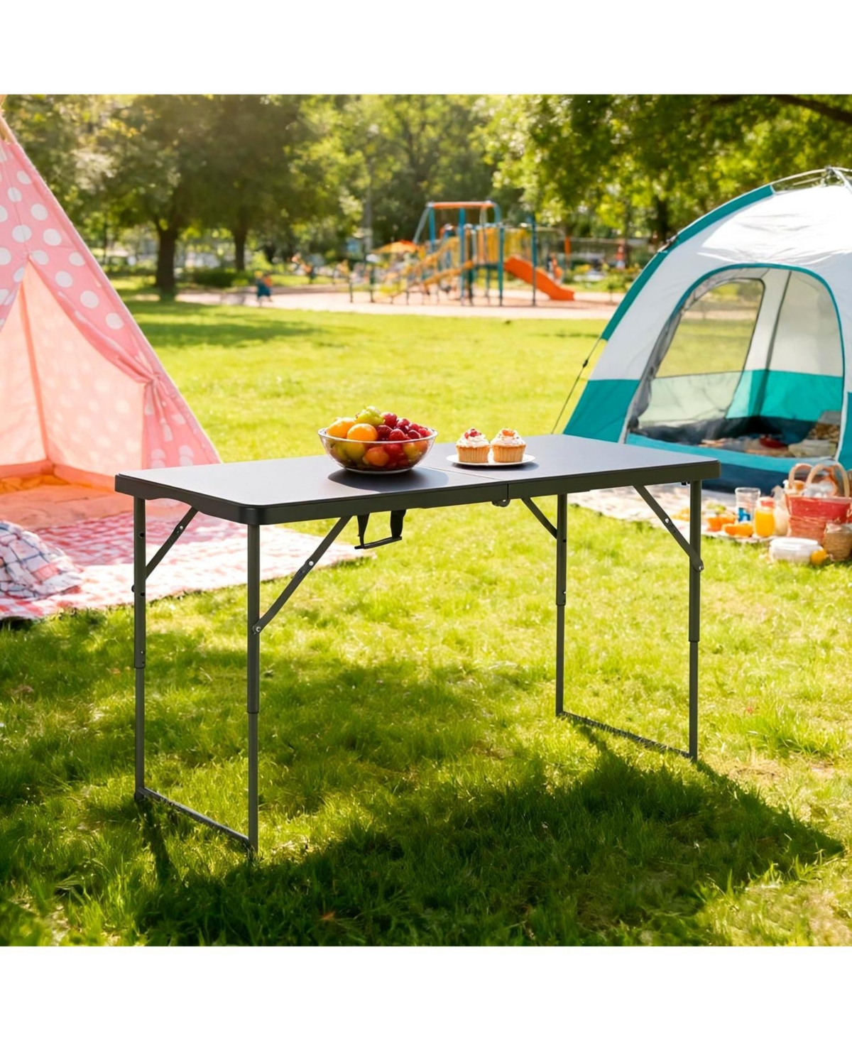 Aofar 4 Feet Folding Table Heavy Duty Plastic Lock Function