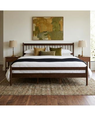 Traditional King Size Pinewood Bed with Headboard and Footboard