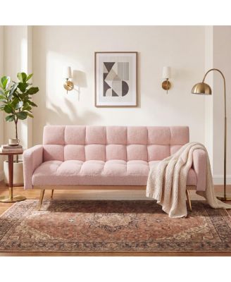  69" Soft Teddy Fleece Adjustable Sofa Bed for Small Spaces