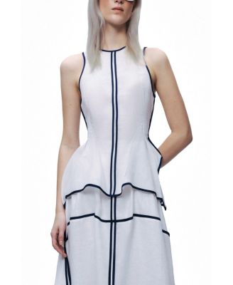 Women's Contrast Trim Peplum Top
