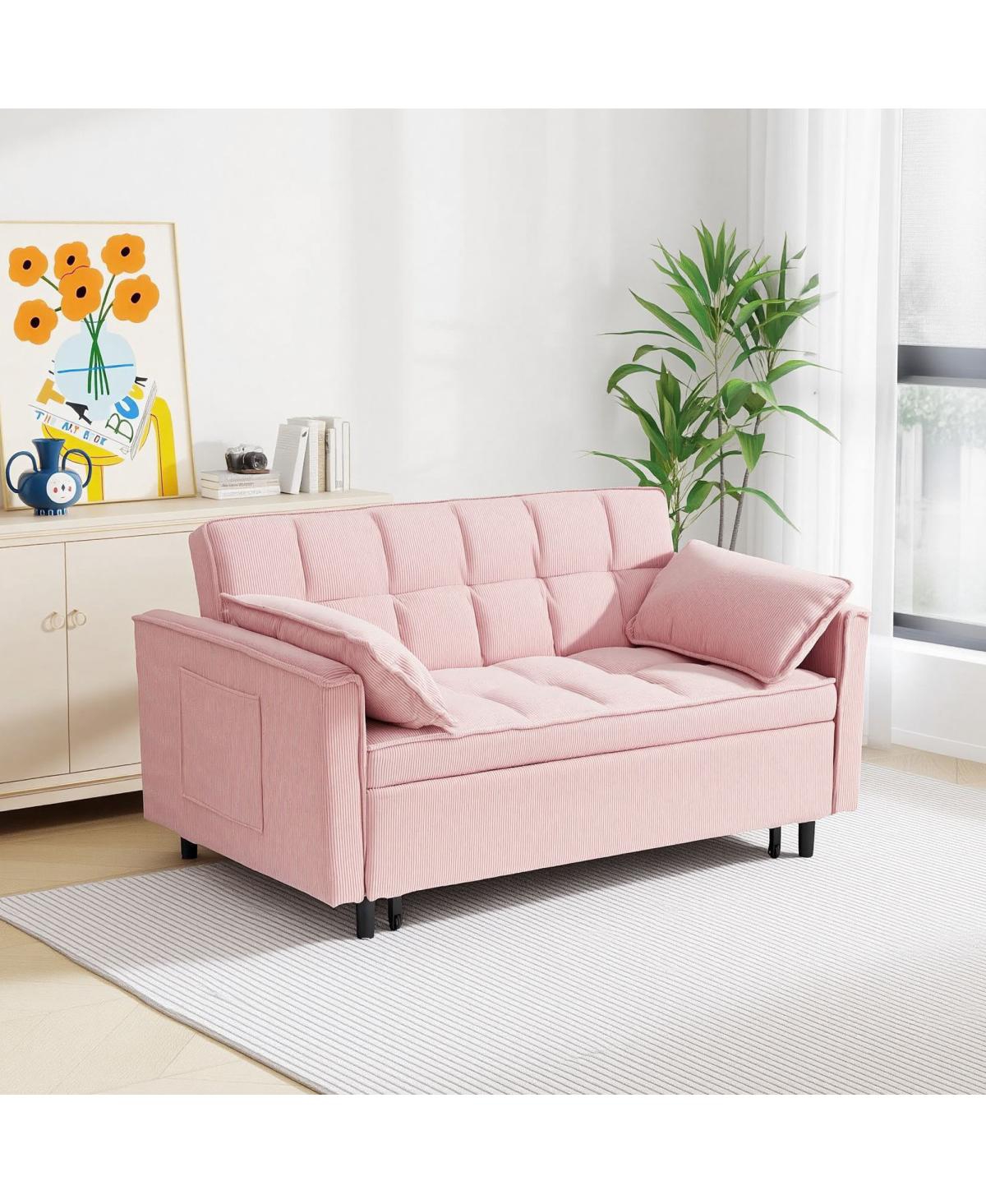 Streamdale Furniture Corduroy Modular Sleeper Sofa with Pull Out Bed
