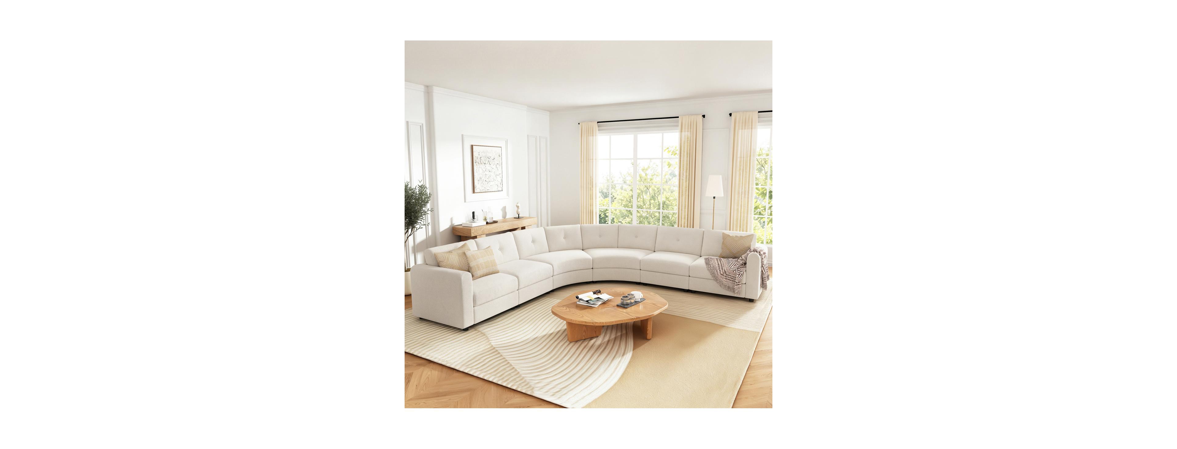 Streamdale Furniture 6-Piece Upholstered Curved Modular Sectional Sofa with Button Tufted