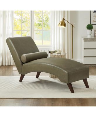 Mid-Century Modern Tech Fabric Chaise Lounge with Bolster Pillow
