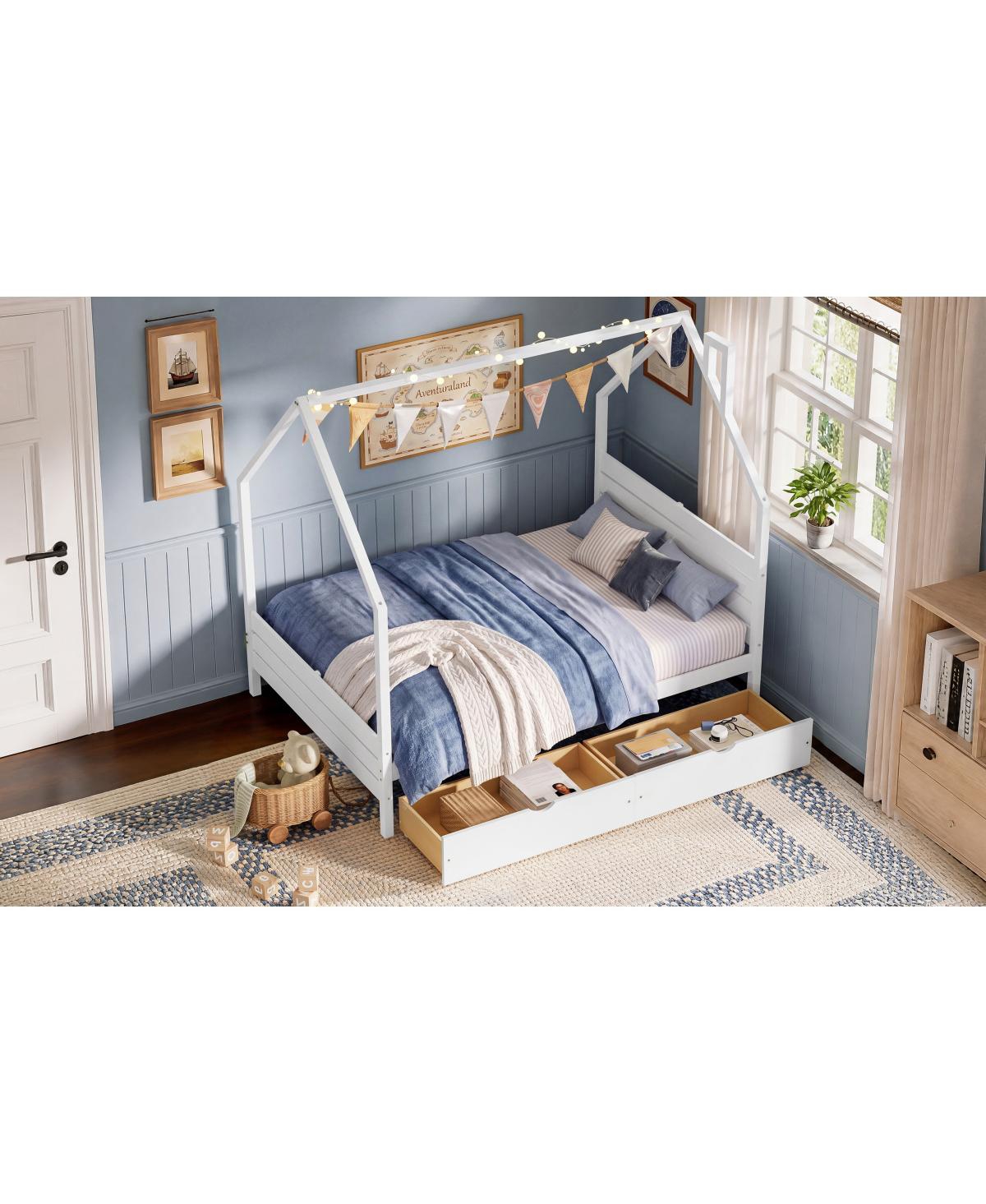 Streamdale Furniture Full House Bed Frame with 2 Storage Drawers