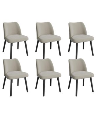 Dining Chair Set of 6, Upholstered Dining Room Chairs with Curved Backrest, Metal Frame, Modern Kitchen Chairs for Living Room