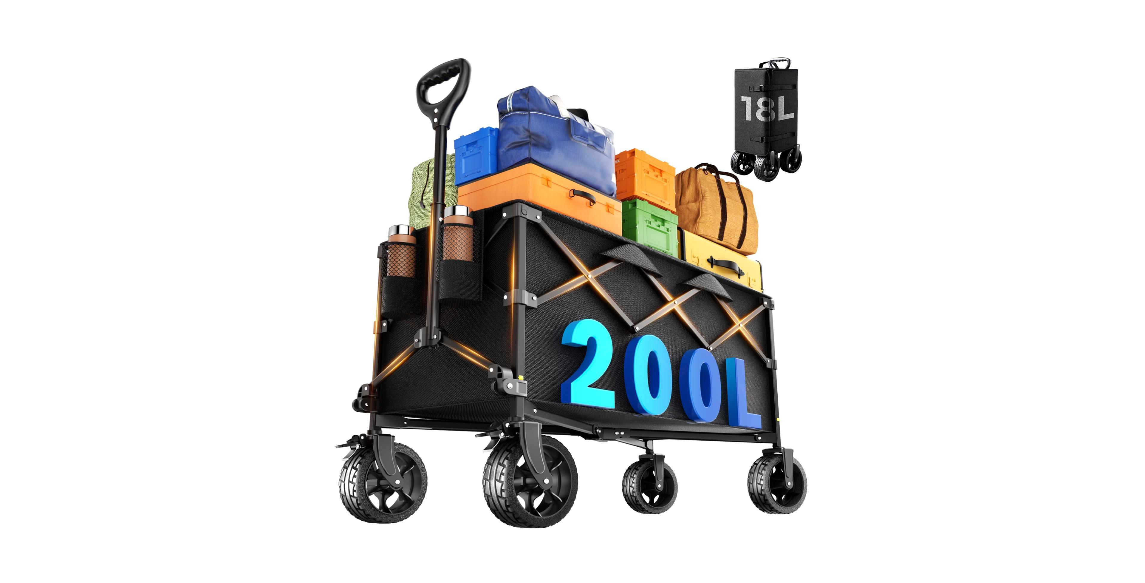 Gnuadz Collapsible Wagon Cart All-Terrain Wheels Camping Garden Utility 200L