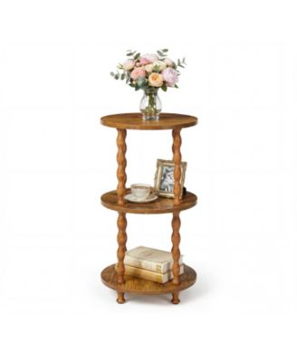Three-Tier Spiral-Leg Round Side Table-A compact coffee table perfect for the living room, bedroom, balcony, or study