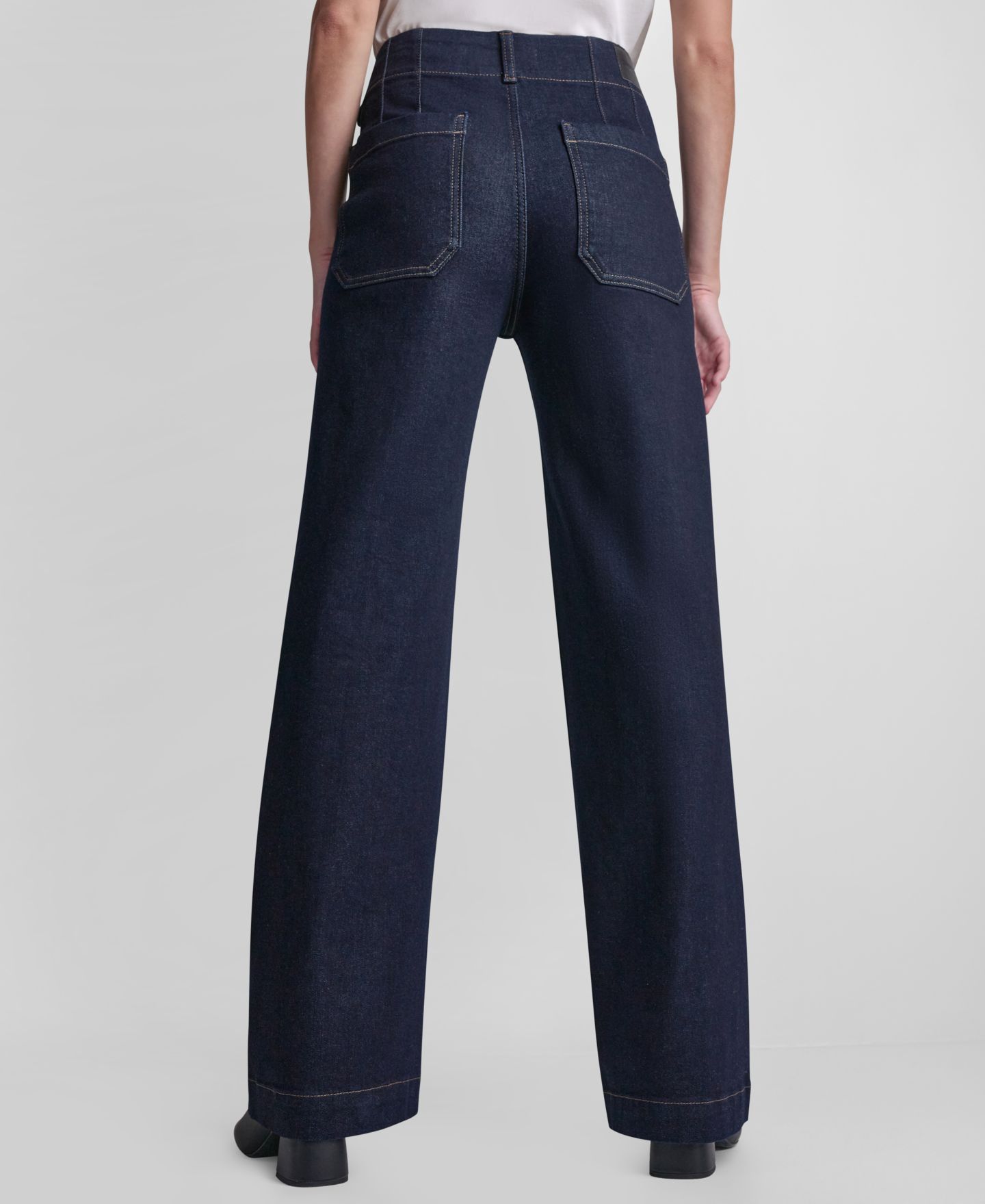 Женские джинсы DKNY Jeans High-Rise Wide-Leg Pin-Tuck, цвет: Чернильный — фото 4