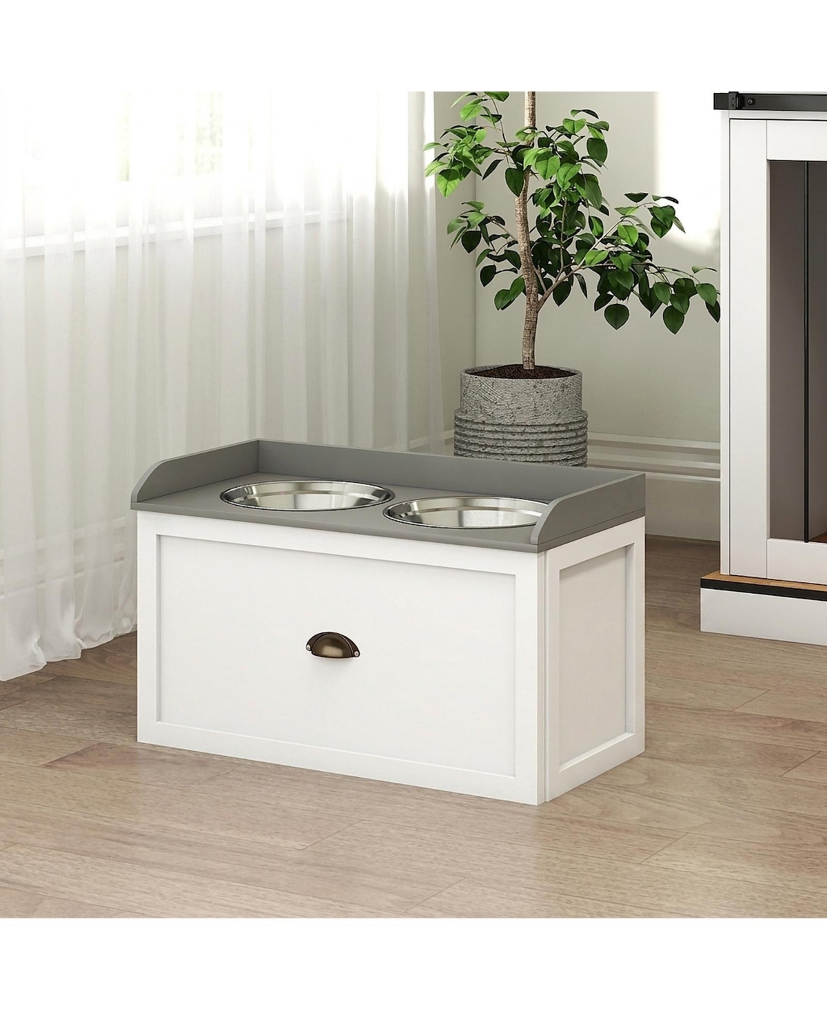 Ruie Elevated Dog Feeding Station with Pull-Out Storage for Large Dogs