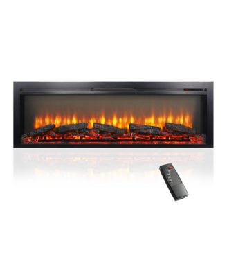 54 Inch In Wall Recessed Electric Fireplace With Remote And Multi Color Flame And Emberbed
