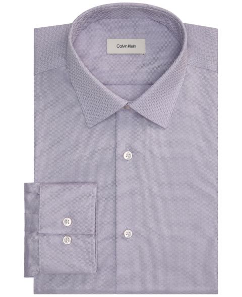 Мужская рубашка Calvin Klein Stretch Slim-Fit Dress Shirt, цвет: Сиреневый