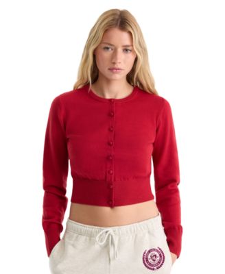 Women's Fine Knit Crewneck Cardigan