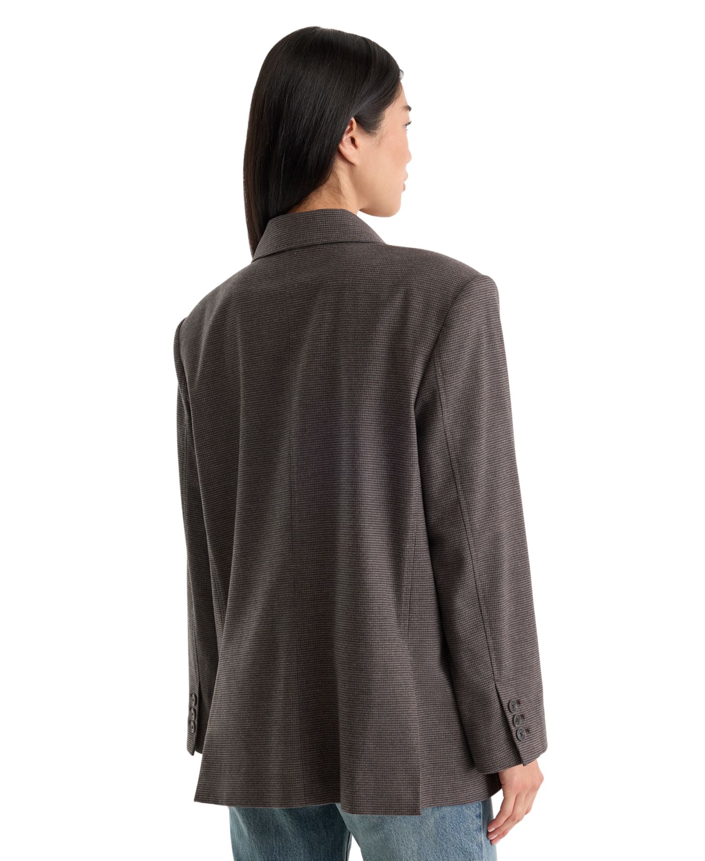 Женский пиджак Good American Notch-Lapel Oversized Blazer, цвет: Угольная гусиная лапка — фото 4