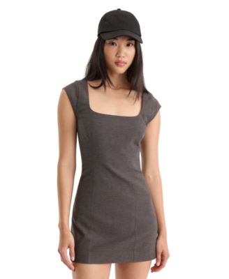Women's Square Neck Cap-Sleeve A-Line Dress