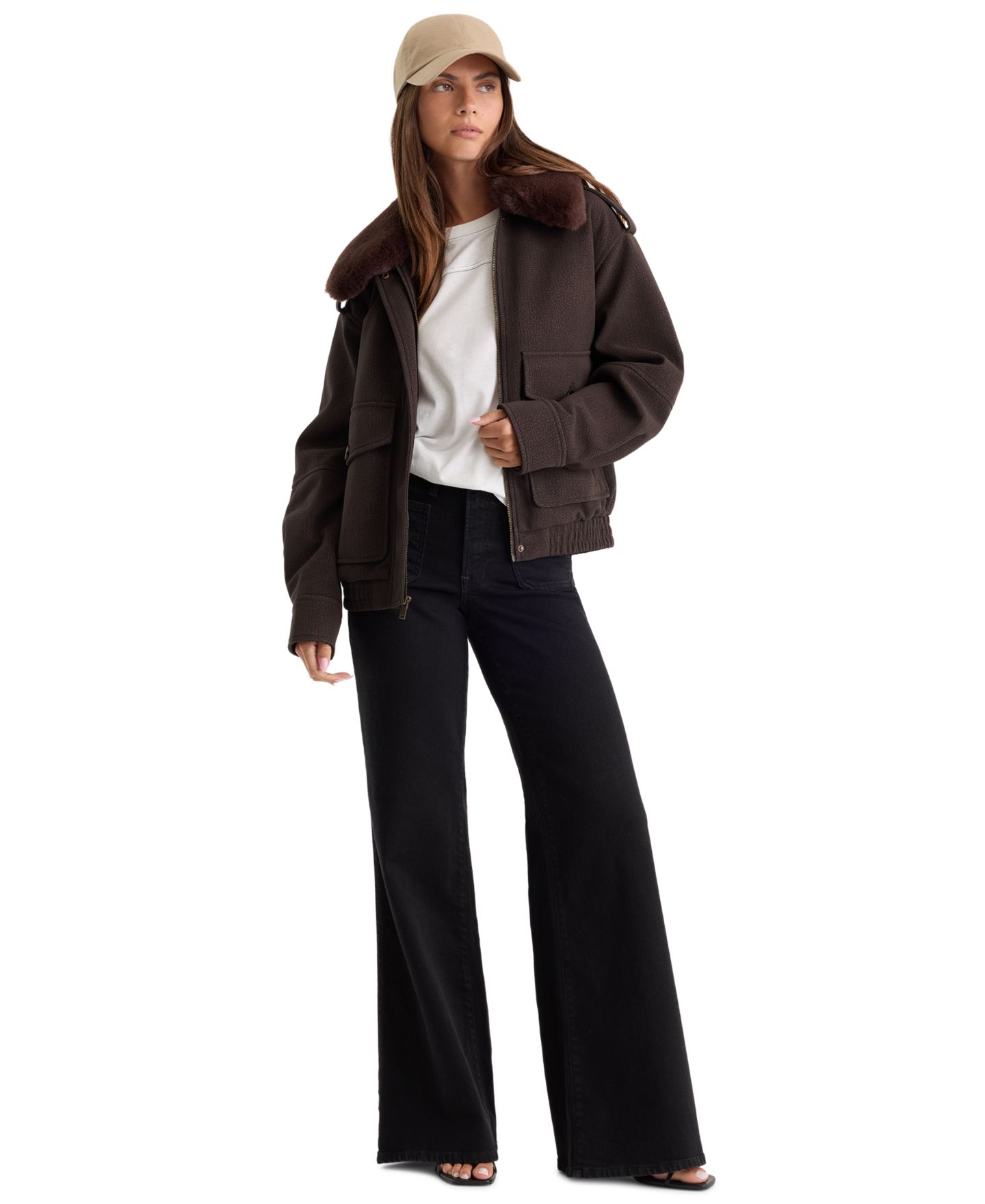 Женские брюки Good American Petite High-Rise Wide-Leg Ankle, цвет: Чёрный — фото 2