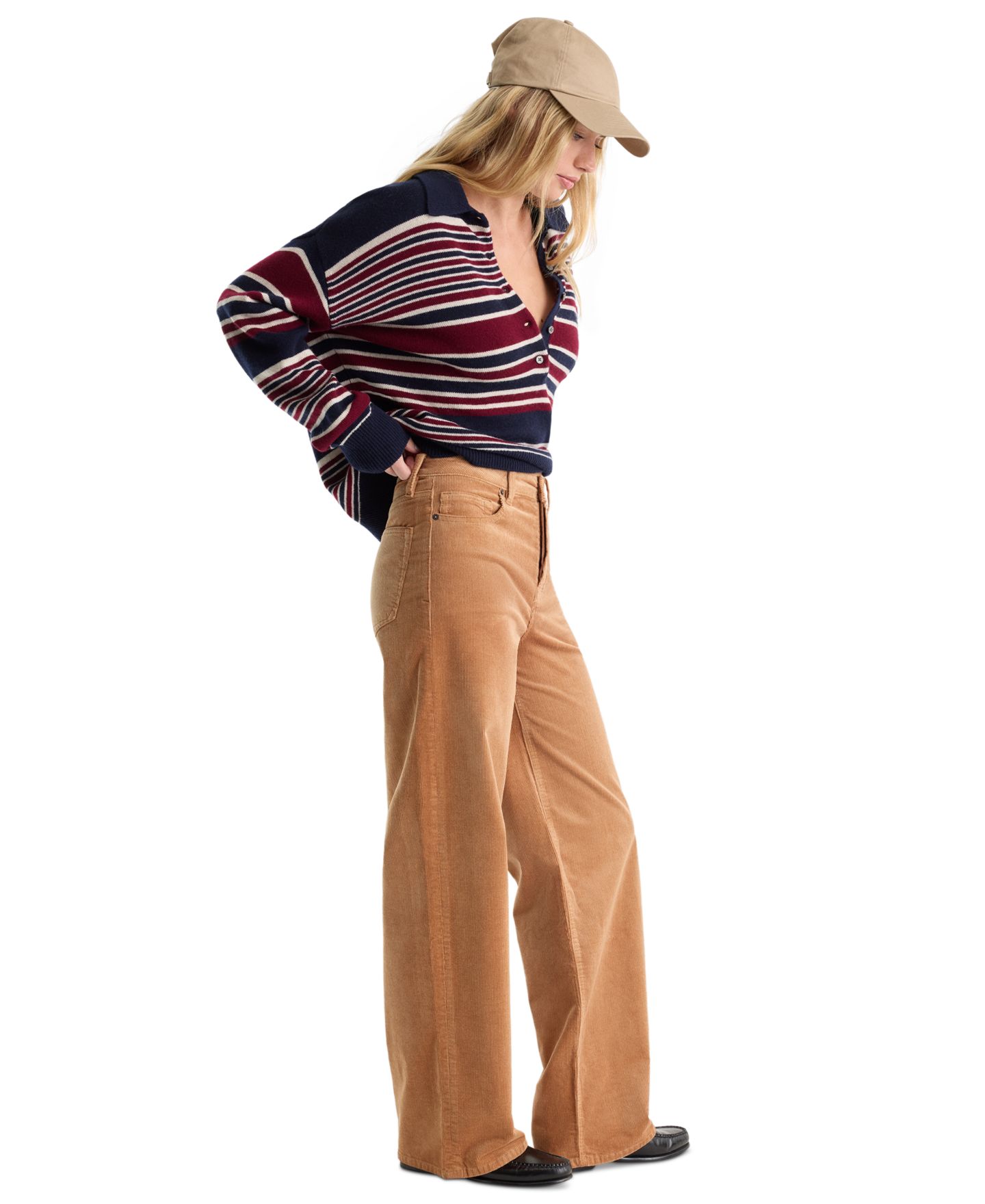 Женские джинсы Good American Vintage Corduroy High-Rise Relaxed Wide-Leg, цвет: Глиняный — фото 3