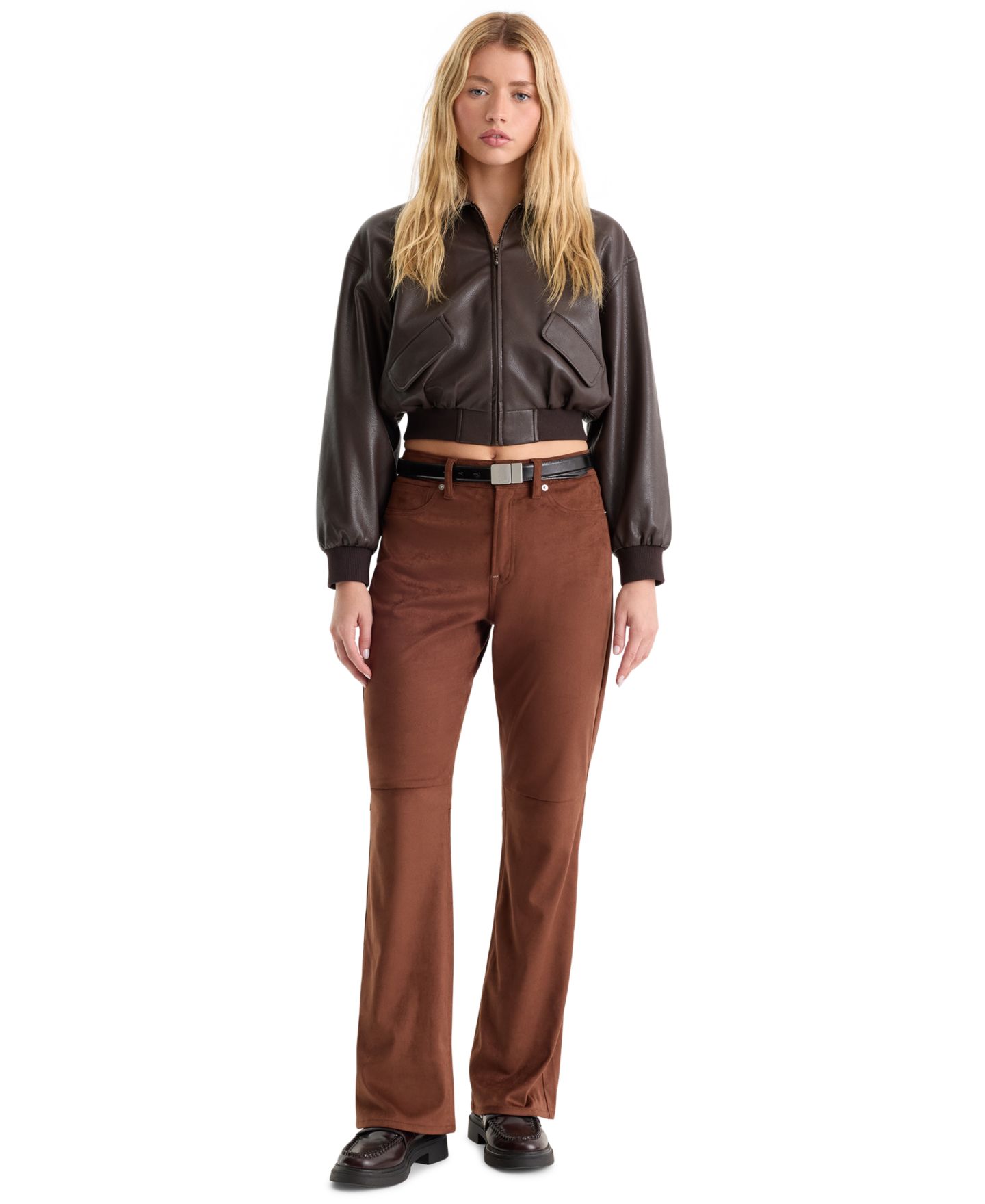 Женские брюки Good American Faux Suede Good Classic Bootcut, цвет: Глиняный — фото 2