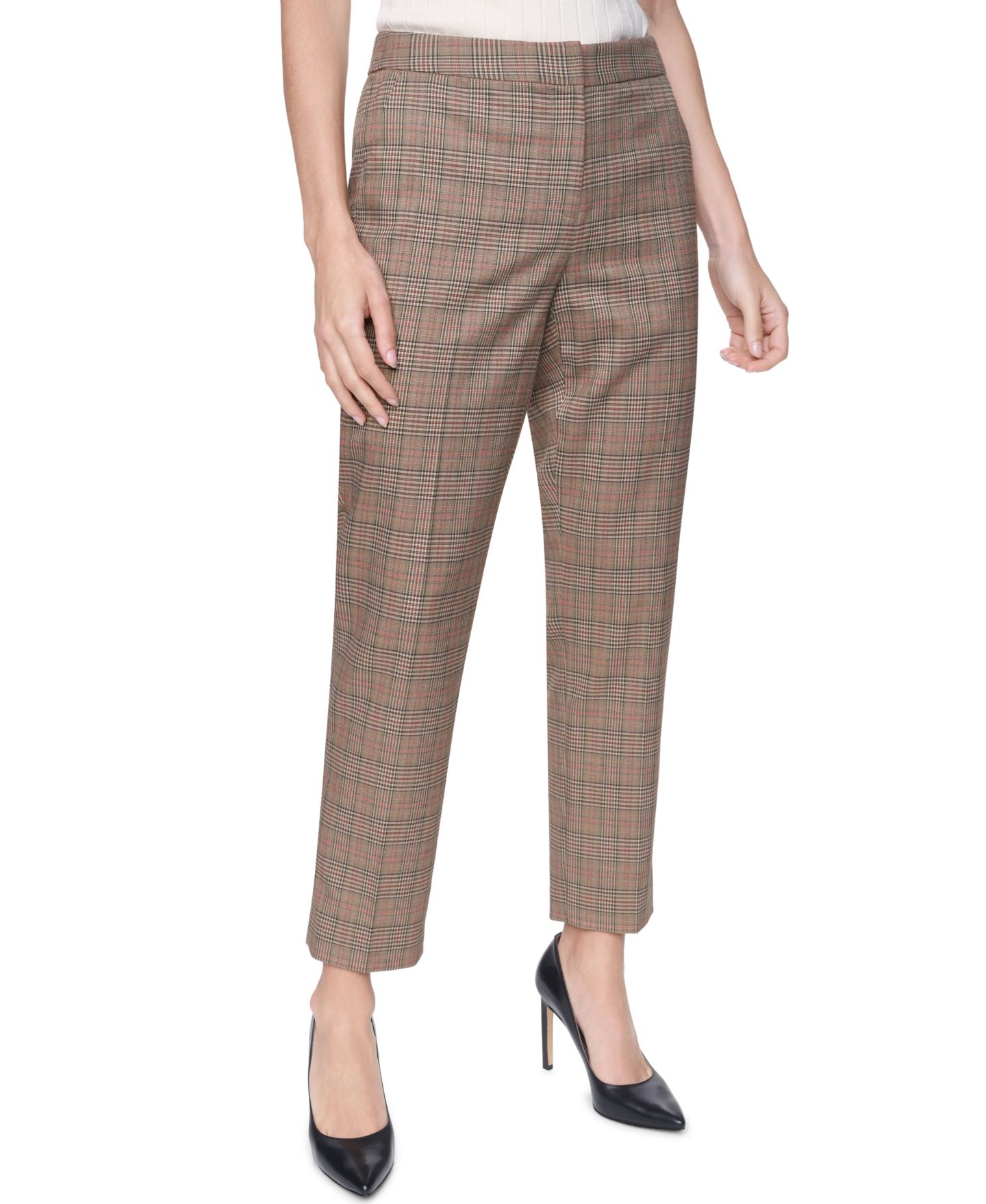 Женские брюки Tommy Hilfiger Plaid Mid-Rise Ankle, цвет: Табачный разноцветный — фото 3