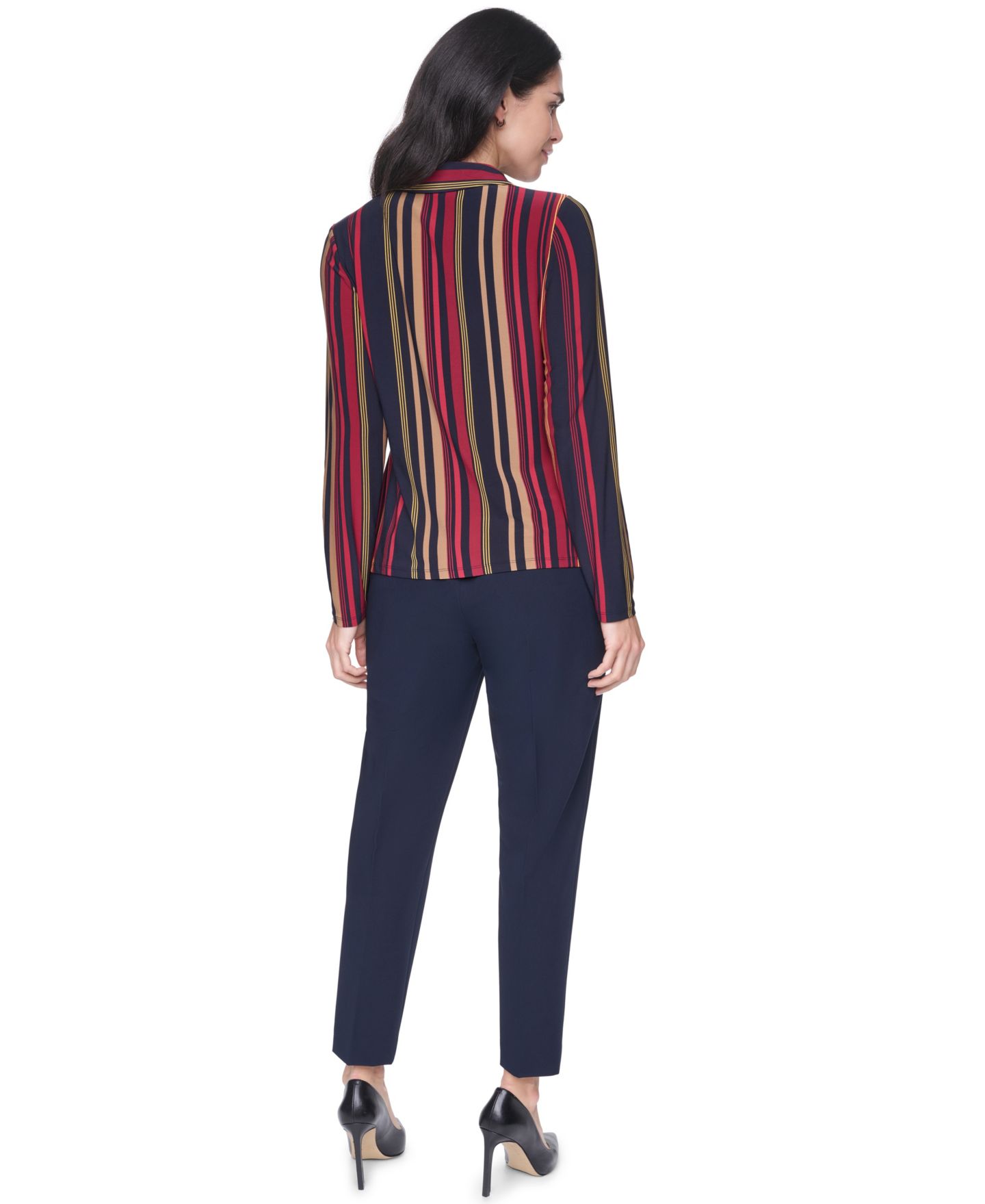 Женский топ Tommy Hilfiger Long-Sleeve Striped Knit Button-Up Top, цвет: Полуночный разноцветный — фото 4