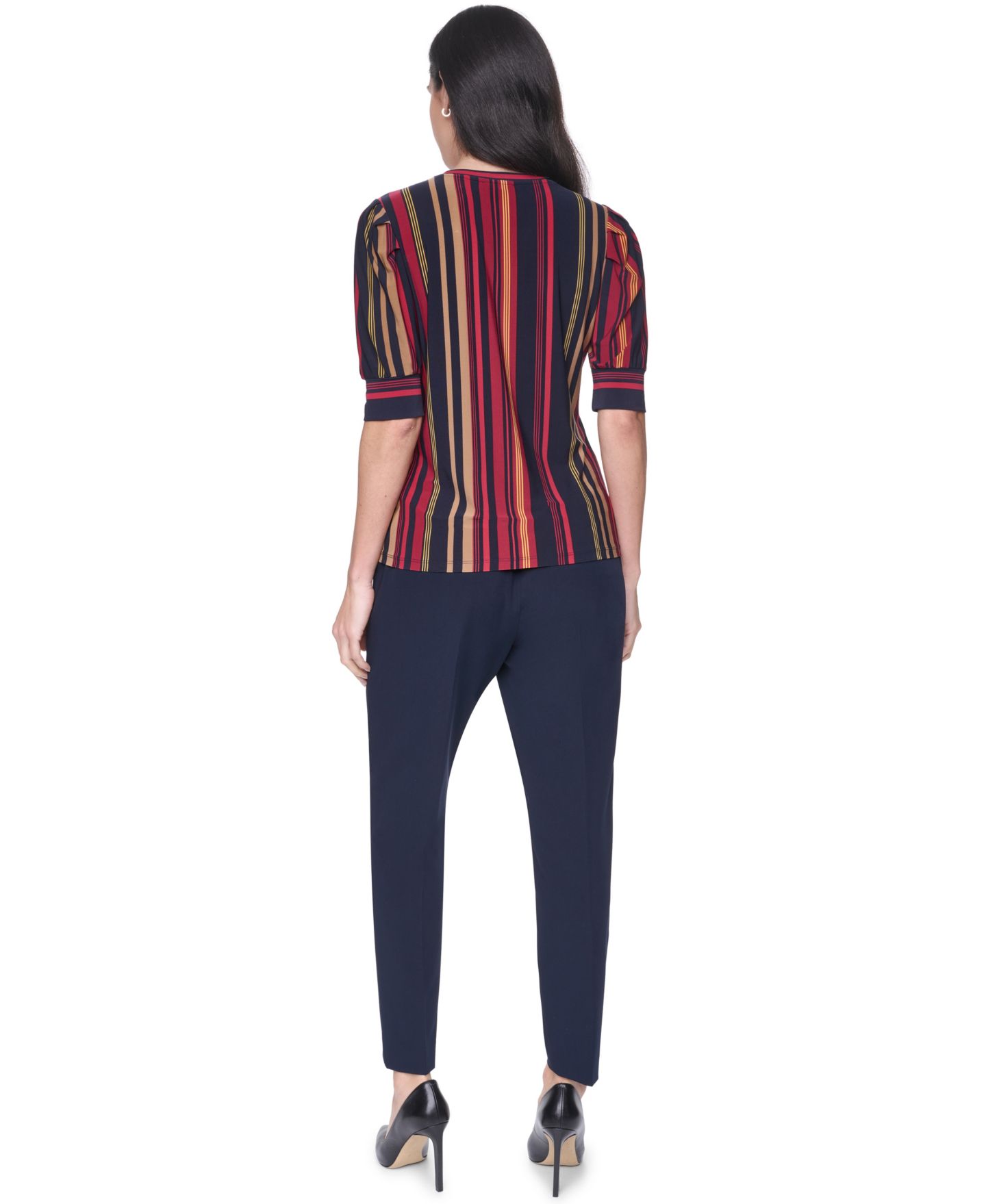 Женский топ Tommy Hilfiger Short-Sleeve Striped Top, цвет: Полуночный разноцветный — фото 6